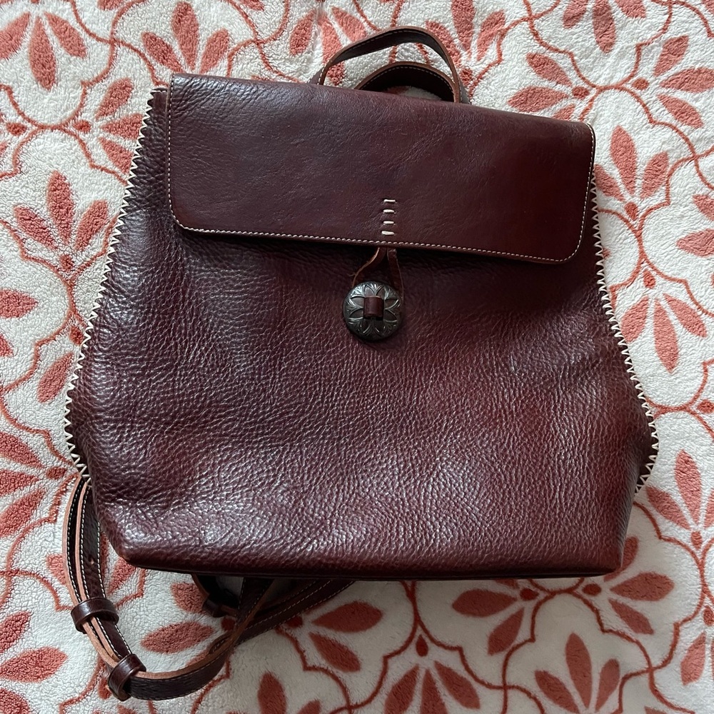 Sundance Catalog Chestnut Brown Leather Backpack